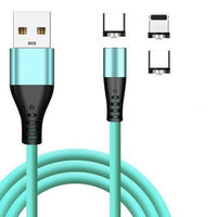 HKM-868115 3-in-1 Liquid Silicone Magnetic USB Charging Cable - 2.1A Output, 1m & 2m Lengths, Compatible with Micro, Apple, and Type-C Devices