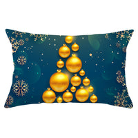 HKM-868115 Blue Series Christmas Peach Skin Waist Pillowcase - Landscape Design, 30x50cm
