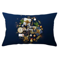 HKM-868115 Blue Series Christmas Peach Skin Waist Pillowcase - Landscape Design, 30x50cm