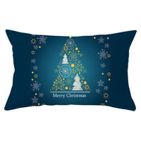HKM-868115 Blue Series Christmas Peach Skin Waist Pillowcase - Landscape Design, 30x50cm