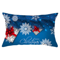 HKM-868115 Blue Series Christmas Peach Skin Waist Pillowcase - Landscape Design, 30x50cm