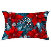 HKM-868115 Blue Series Christmas Peach Skin Waist Pillowcase - Landscape Design, 30x50cm
