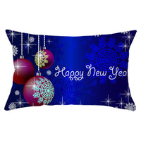 HKM-868115 Blue Series Christmas Peach Skin Waist Pillowcase - Landscape Design, 30x50cm