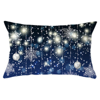 HKM-868115 Blue Series Christmas Peach Skin Waist Pillowcase - Landscape Design, 30x50cm