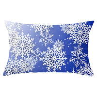 HKM-868115 Blue Series Christmas Peach Skin Waist Pillowcase - Landscape Design, 30x50cm