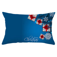 HKM-868115 Blue Series Christmas Peach Skin Waist Pillowcase - Landscape Design, 30x50cm