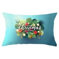 HKM-868115 Blue Series Christmas Peach Skin Waist Pillowcase - Landscape Design, 30x50cm