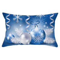 HKM-868115 Blue Series Christmas Peach Skin Waist Pillowcase - Landscape Design, 30x50cm