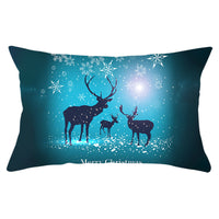 HKM-868115 Blue Series Christmas Peach Skin Waist Pillowcase - Landscape Design, 30x50cm
