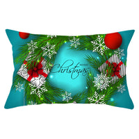 HKM-868115 Blue Series Christmas Peach Skin Waist Pillowcase - Landscape Design, 30x50cm