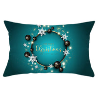 HKM-868115 Blue Series Christmas Peach Skin Waist Pillowcase - Landscape Design, 30x50cm