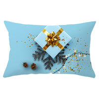 HKM-868115 Blue Series Christmas Peach Skin Waist Pillowcase - Landscape Design, 30x50cm