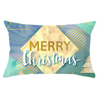 HKM-868115 Blue Series Christmas Peach Skin Waist Pillowcase - Landscape Design, 30x50cm