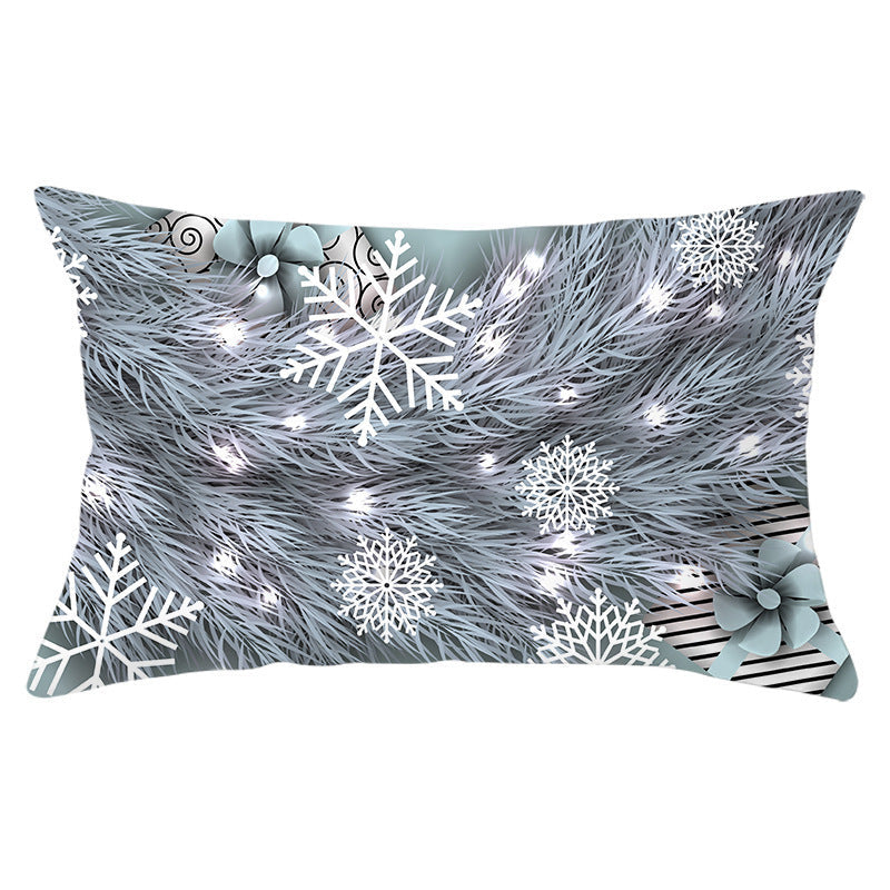 HKM-868115 Blue Series Christmas Peach Skin Waist Pillowcase - Landscape Design, 30x50cm