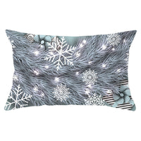 HKM-868115 Blue Series Christmas Peach Skin Waist Pillowcase - Landscape Design, 30x50cm