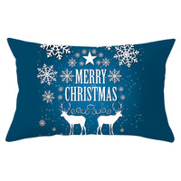 HKM-868115 Blue Series Christmas Peach Skin Waist Pillowcase - Landscape Design, 30x50cm