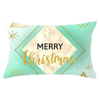 HKM-868115 Blue Series Christmas Peach Skin Waist Pillowcase - Landscape Design, 30x50cm