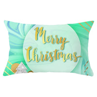 HKM-868115 Blue Series Christmas Peach Skin Waist Pillowcase - Landscape Design, 30x50cm