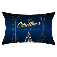 HKM-868115 Blue Series Christmas Peach Skin Waist Pillowcase - Landscape Design, 30x50cm