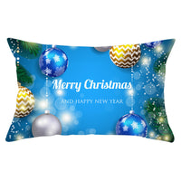 HKM-868115 Blue Series Christmas Peach Skin Waist Pillowcase - Landscape Design, 30x50cm