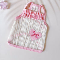 HKM-868307 Cool and Breathable Sweetheart Embroidered Vest for Pets - Available in Cream Yellow, Avocado Green, and Pink