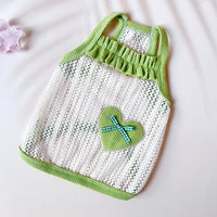 HKM-868307 Cool and Breathable Sweetheart Embroidered Vest for Pets - Available in Cream Yellow, Avocado Green, and Pink