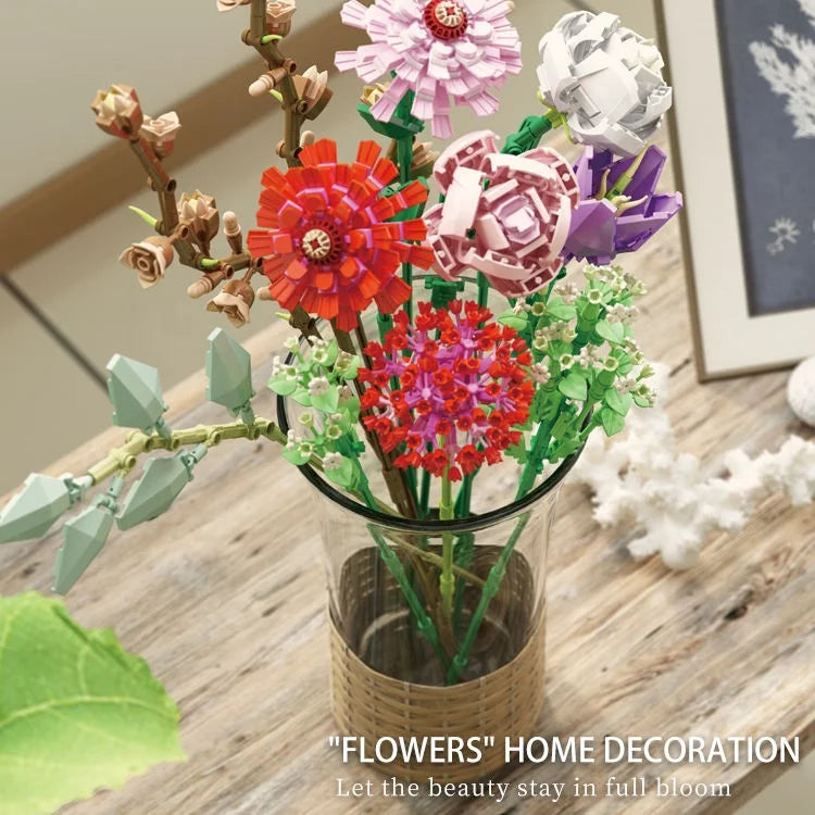 HKM-868307 Eternal Flower Building Block Toy Set - 3D Puzzle DIY Floral Kit for Creative Play, Ages 8 and Up