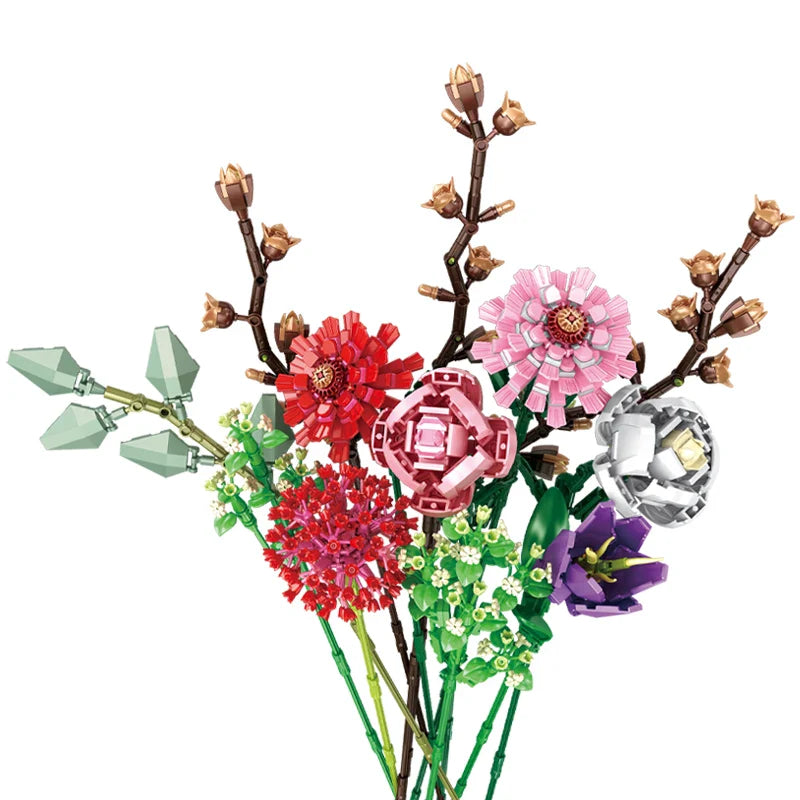 HKM-868307 Eternal Flower Building Block Toy Set - 3D Puzzle DIY Floral Kit for Creative Play, Ages 8 and Up