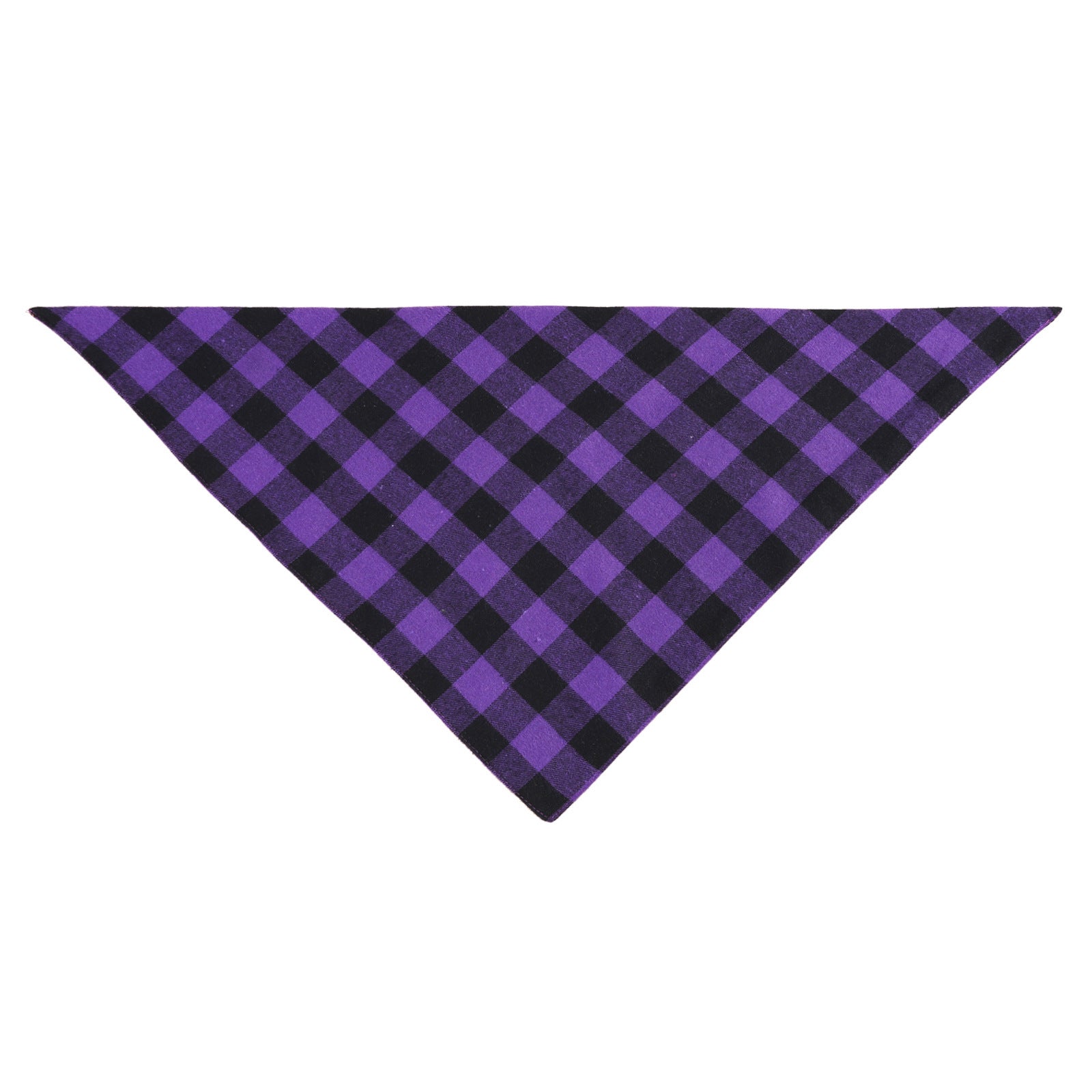 HKM-868435 Double Cotton Check Triangle Scarf for Pets in Purple/Black, Orange/Black, and Orange/White