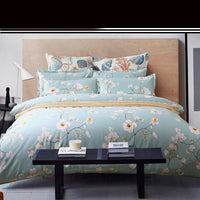 HKM-868499 Pastoral Green Plant Flowers Single Bed Sheet Duvet Cover, 120x150cm, Acetate Fiber