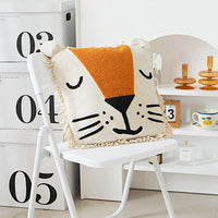 HKM-868627 Modern Minimalist Lion Pillow Cover - Animal Head Design, 45 x 45 cm, Available in Yellow, White, and Slender Dog Styles