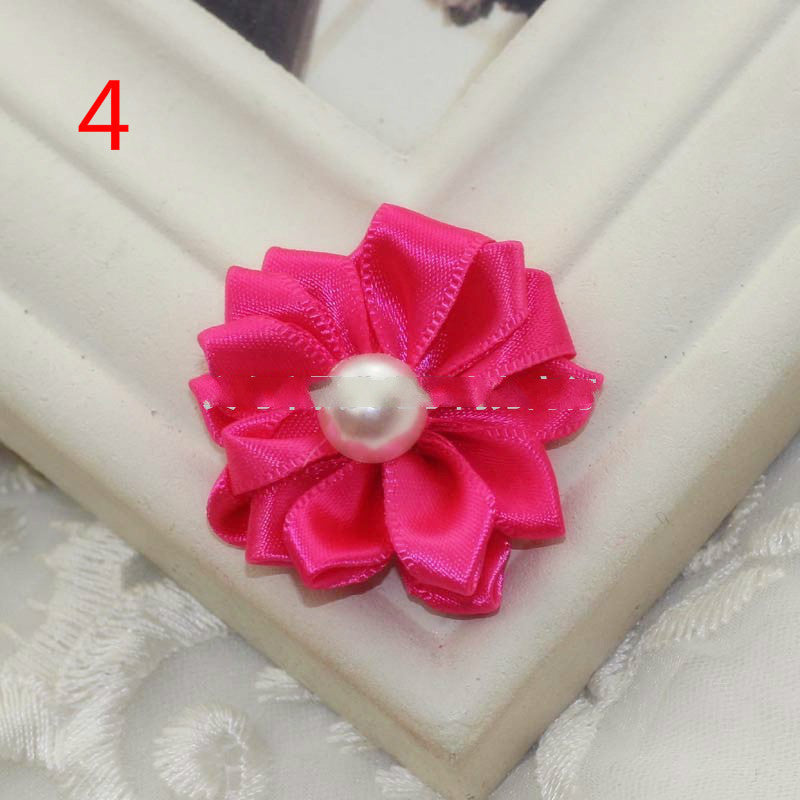 HKM-868755 Handmade Pearl Flower Hair Accessories for Girls - Soft Knitted Fabric, Colorful and Comfortable Headwear