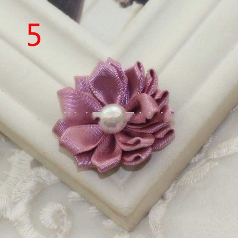HKM-868755 Handmade Pearl Flower Hair Accessories for Girls - Soft Knitted Fabric, Colorful and Comfortable Headwear