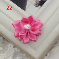 HKM-868755 Handmade Pearl Flower Hair Accessories for Girls - Soft Knitted Fabric, Colorful and Comfortable Headwear