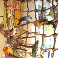 HKM-868819 Hemp Rope Climbing Net for Birds - Durable Linen Toy, 40x40cm & 60x60cm Options