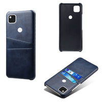 HKM-868819 Pixel 4A Compatible Double Card Protection Leather Phone Case in Various Colors