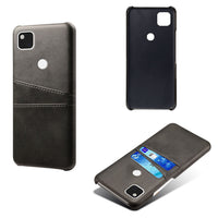 HKM-868819 Pixel 4A Compatible Double Card Protection Leather Phone Case in Various Colors