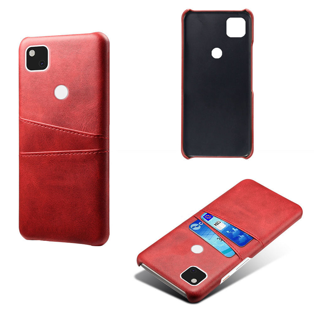 HKM-868819 Pixel 4A Compatible Double Card Protection Leather Phone Case in Various Colors