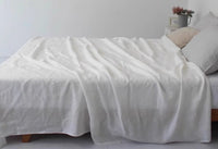 HKM-868883 Cotton and Linen Blend Pure Linen Quilt Cover and Bed Sheet Set in Multiple Colors