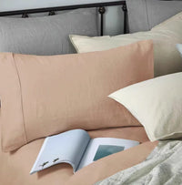 HKM-868883 Cotton and Linen Blend Pure Linen Quilt Cover and Bed Sheet Set in Multiple Colors