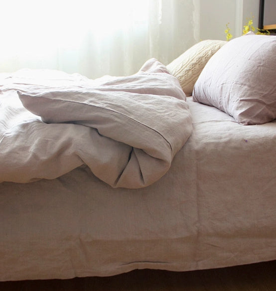 HKM-868883 Cotton and Linen Blend Pure Linen Quilt Cover and Bed Sheet Set in Multiple Colors