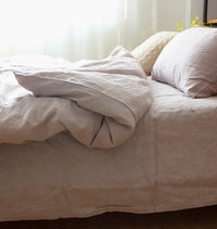 HKM-868883 Cotton and Linen Blend Pure Linen Quilt Cover and Bed Sheet Set in Multiple Colors