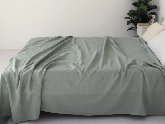 HKM-868883 Cotton and Linen Blend Pure Linen Quilt Cover and Bed Sheet Set in Multiple Colors