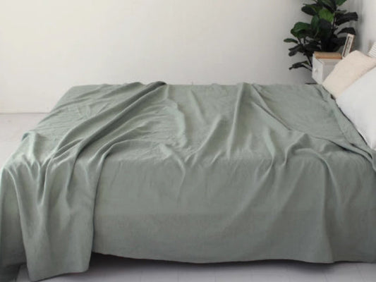 HKM-868883 Cotton and Linen Blend Pure Linen Quilt Cover and Bed Sheet Set in Multiple Colors