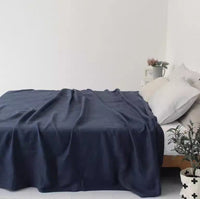 HKM-868883 Cotton and Linen Blend Pure Linen Quilt Cover and Bed Sheet Set in Multiple Colors