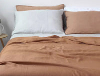 HKM-868883 Cotton and Linen Blend Pure Linen Quilt Cover and Bed Sheet Set in Multiple Colors