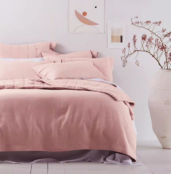 HKM-868883 Cotton and Linen Blend Pure Linen Quilt Cover and Bed Sheet Set in Multiple Colors