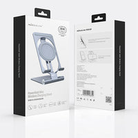 HKM-868947 Universal Wireless Charging Stand - Aluminum Alloy, Simple Style, Silver and Gray Finish