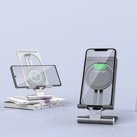 HKM-868947 Universal Wireless Charging Stand - Aluminum Alloy, Simple Style, Silver and Gray Finish