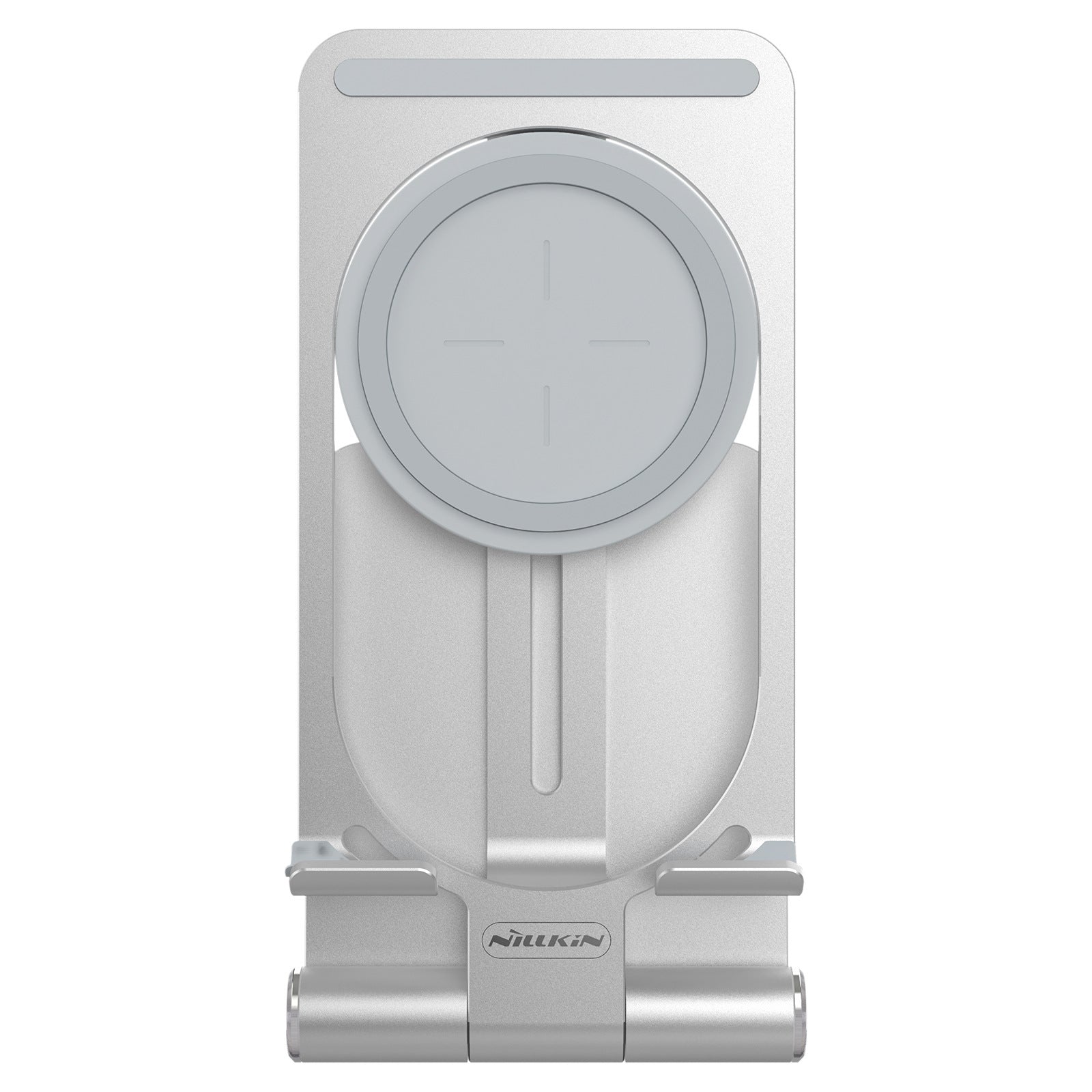 HKM-868947 Universal Wireless Charging Stand - Aluminum Alloy, Simple Style, Silver and Gray Finish